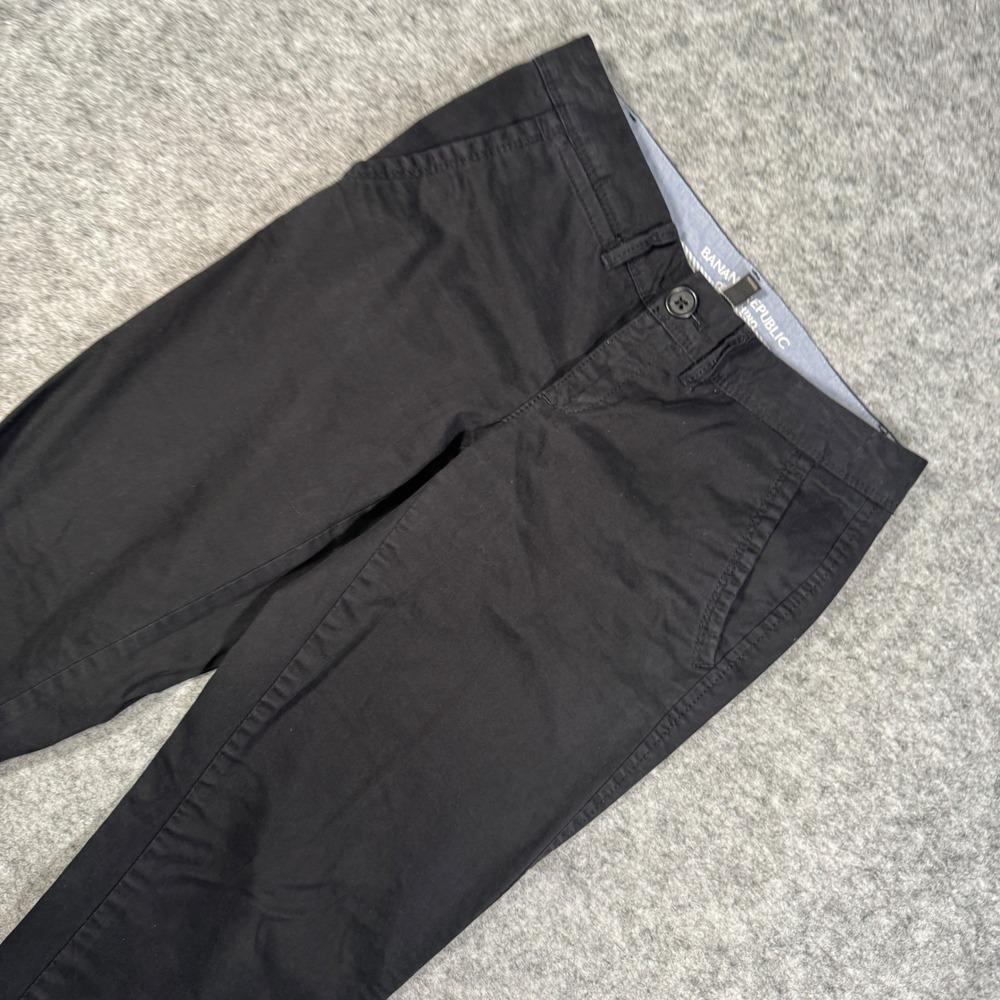 Banana‎ Republic Womens City Chino Pants Black Petite 0P Stretch Cotton Tapered